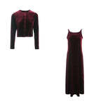 2024 Autumn Women Solid Color New Sleeveless Dress Single-breasted Long-sleeved Cardigan And Long Robes Female Casual Clothes - Matrix-studios.com