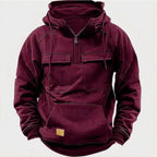 New Autumn-Winter Men's Hooded Solid-Color Casual Hoodie - Fashionable Young Man's Multi-Pocket Patch Hoodie Pullover Shirt - Matrix Studios