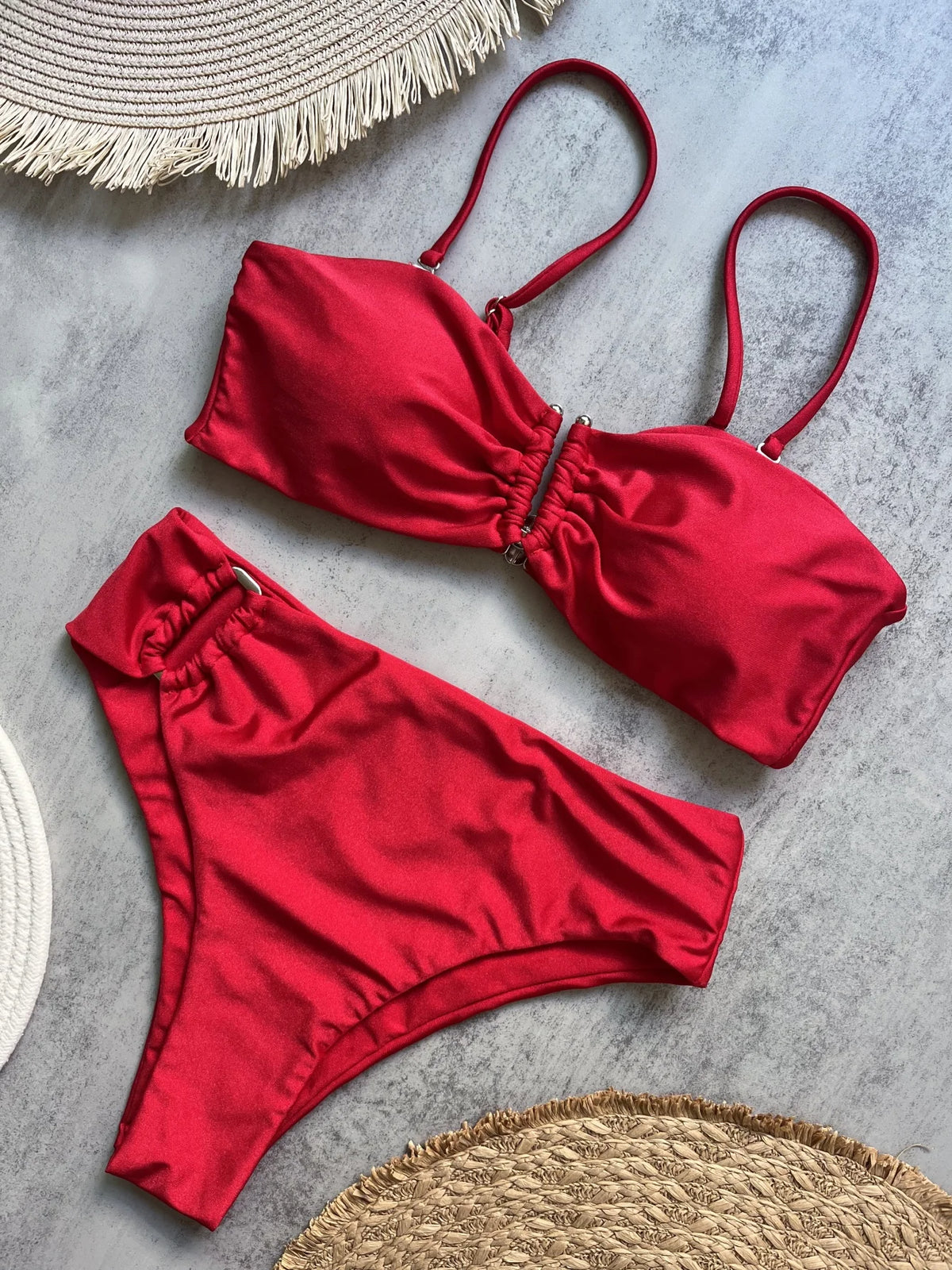 Bandeau Bikini Push Up Women Swimsuits 2026 Sexy Female Swimwear Brazilian Bikini Set Thong Biquini Swim Suits Solid Beachwear - Matrix-studios.com