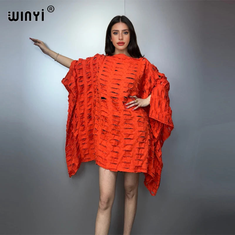 WINYI Original Denim Sexy Short Dress with Holes New Fashion Africa Womens Party Holiday Casual Maxi Beach Dress - Matrix Studios