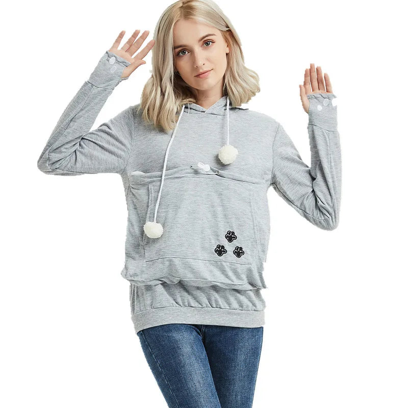 Cat Lovers Hoodies Pouch Dog Pet Hoodies For Casual Kangaroo Pet Paw Pullovers Cuddle Pouch Sweatshirt Pocket Animal Ear Hooded - Matrix Studios