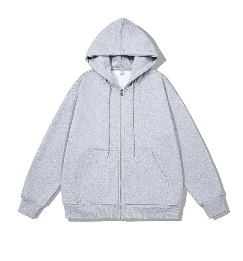 Men's Long Sleeve Zipper Hoodie Autumn Winter Fashion Casual Loose Fit Sweatshirt Sportswear Male Outfit - Matrix Studios
