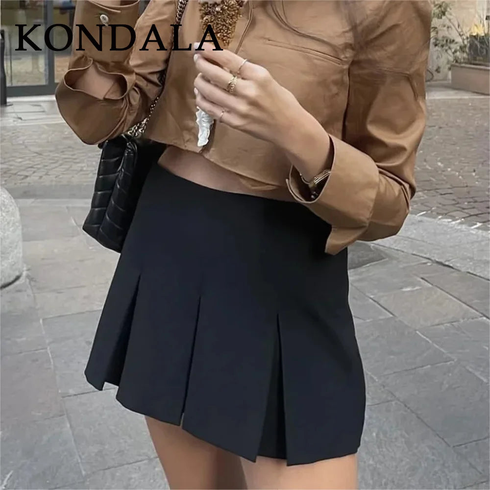 KONDALA 2026 Spring Summer Women Casual Tierred Mini Skirts Fashion Vintage Valentine‘s Day Ruffles Pleated Sexy Shorts Skirts - Matrix-studios.com