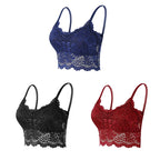 3PCS Women's Lace Bras Top Comfortable Bralette Solid Color Sexy Underwear Vest Female Hollow Out Wireless Lingerie Seamless Bra - Matrix Studios
