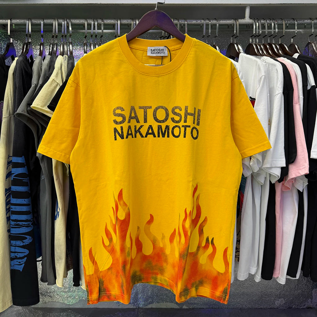 Free shipping New Satoshi Nakamoto fashion T-shirt hotfix rhinestone and Printed with Washed Oversized 100% cotton Men Women T-shirts Y2K Fashion streetwear - Matrix-studios.com