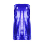 Sexy Dresses Women PU Solid Color Dress Clubwear Imitation Leather Chest Wrap Dress Slieeveless Short Skirt For Ladies - Matrix-studios.com