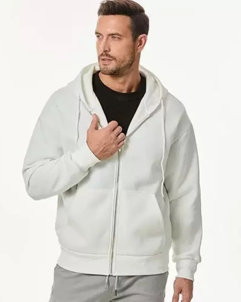 Men's Long Sleeve Zipper Hoodie Autumn Winter Fashion Casual Loose Fit Sweatshirt Sportswear Male Outfit - Matrix Studios