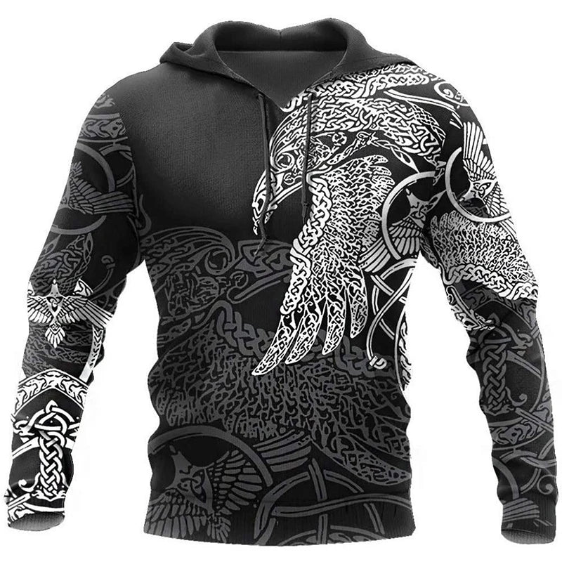 Mens Hoodies Vikings eagle Tattoo Fashion Animal pattern 3D Printed Style Casual Harajuku Hip Hop Pullover Oversized Sudaderas - Matrix Studios