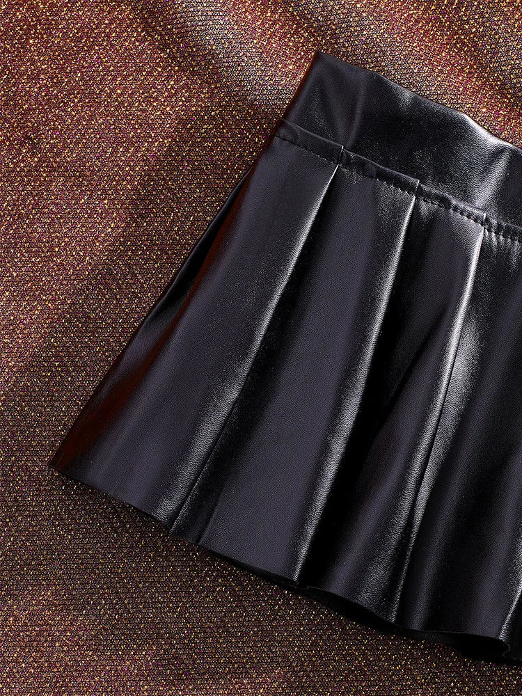 Sexy PU Leather Pleated Skirt Women Solid Basic Mini Skirt Low Waist Skirt Female Nightwear Micro Bikini Skirts Nightclub Skirts - Matrix-studios.com