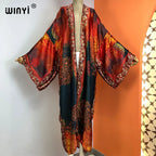 WINYI Summer New Fashion Print Women Cardigan Loose Long Dress Elegant Party Boho Maxi Beach Holiday Cover Up Kimonos Kaftan - Matrix Studios