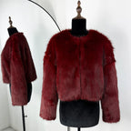 Tuularose Women Fur Coat Women 2025 Plush Red Bomber Jacket Solid Crop Long Sleeve Jacket Warm Winter Coats Female Casual Coats - Matrix Studios