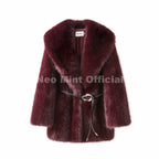 Neo Mint 2025 Winter Hot Brown Belted Faux Fur Coat Women Thick Warm Long Fox Fur Jacket Chic Brand Fashion Girls Furry Overcoat - Matrix Studios