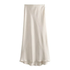Willshela 2024 Black Satin Skirt Woman High Waist Elegant Long Skirts For Women Fashion Summer Midi Skirt Office Women's Skirts - Matrix-studios.com