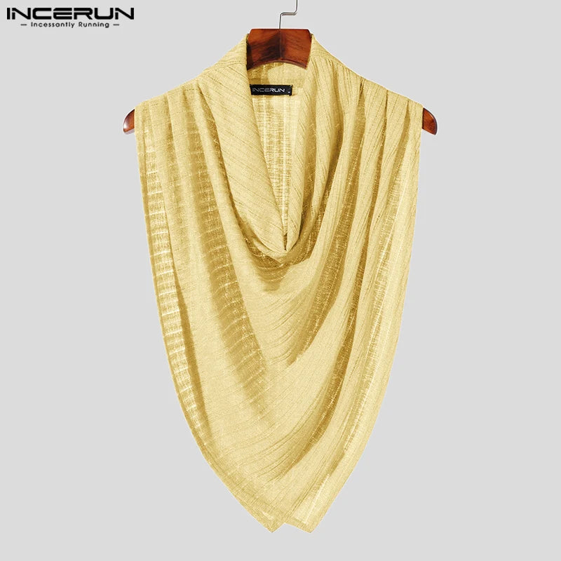 INCERUN Men Irregular Tank Tops Solid Color Turtleneck Sleeveless Transparent Vests Summer Streetwear 2024 Fashion Men Clothing - Matrix Studios
