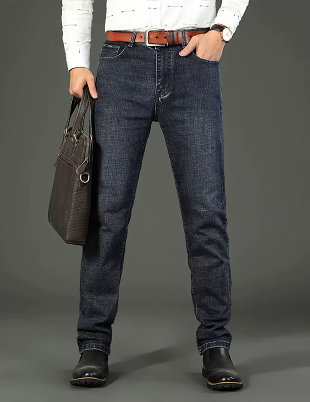 2026 New Style Business Men's Jeans Casual Straight Stretch Fashion Classic Blue Black Work Pant Denim Trousers Male Clothing - Matrix Studios