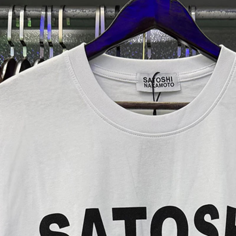 Summer White Satoshi Nakamoto Tshirts Casual Loose Round Neck Short Sleeve ALOT ON MY MIND Print Men Women  Hiphop Streetwear - Matrix-studios.com