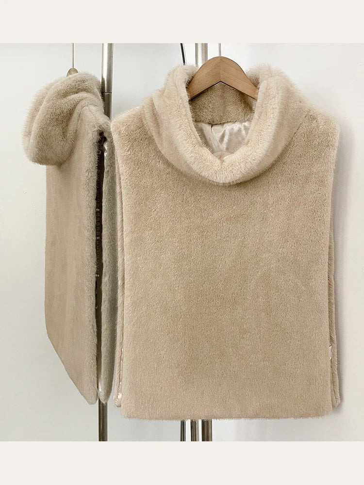 Mumaroho 2026 Winter Spring Women Faux Fur Sable Vest Crop Top Solid  Turtleneck Eco Mink Faux Fur Tank Tops Pullover Jacket - Matrix Studios