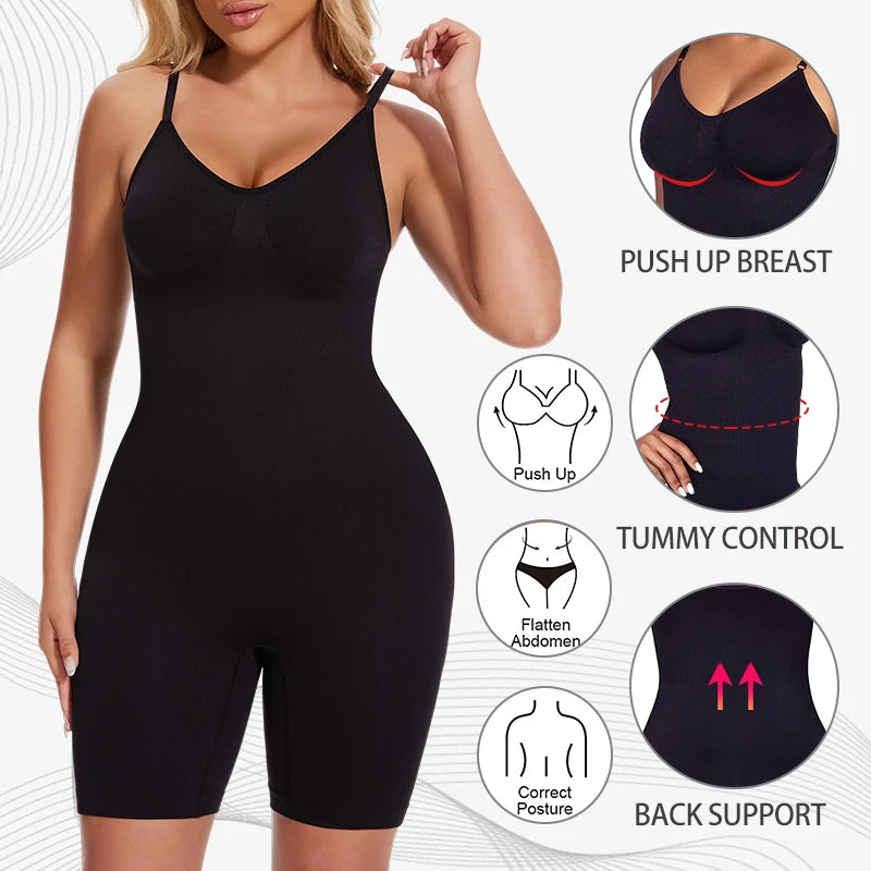 New Bodysuit Shapewear Women Tank Top Tummy Control Full Body Shaper Anti Chafing Shorts Slimming Waist Trainer Butt Lifter - Matrix-studios.com