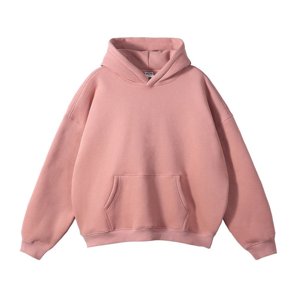 ZODF New Thick 350gsm Fleece Hooded Hoodies For Men Unisex Winter Oversized Loose Basic Solid Sweatshirts Pullovers Coats HY0631 - Matrix Studios