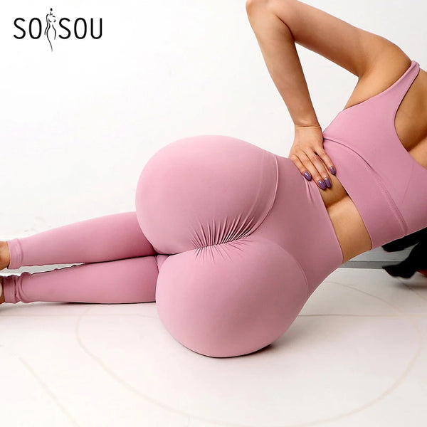 SOISOU Nylon Gym Yoga Pants Women Leggings For Fitness High Waist Long Pants Women Hip Push UP Tights Women Clothing 2 Types - Matrix-studios.com