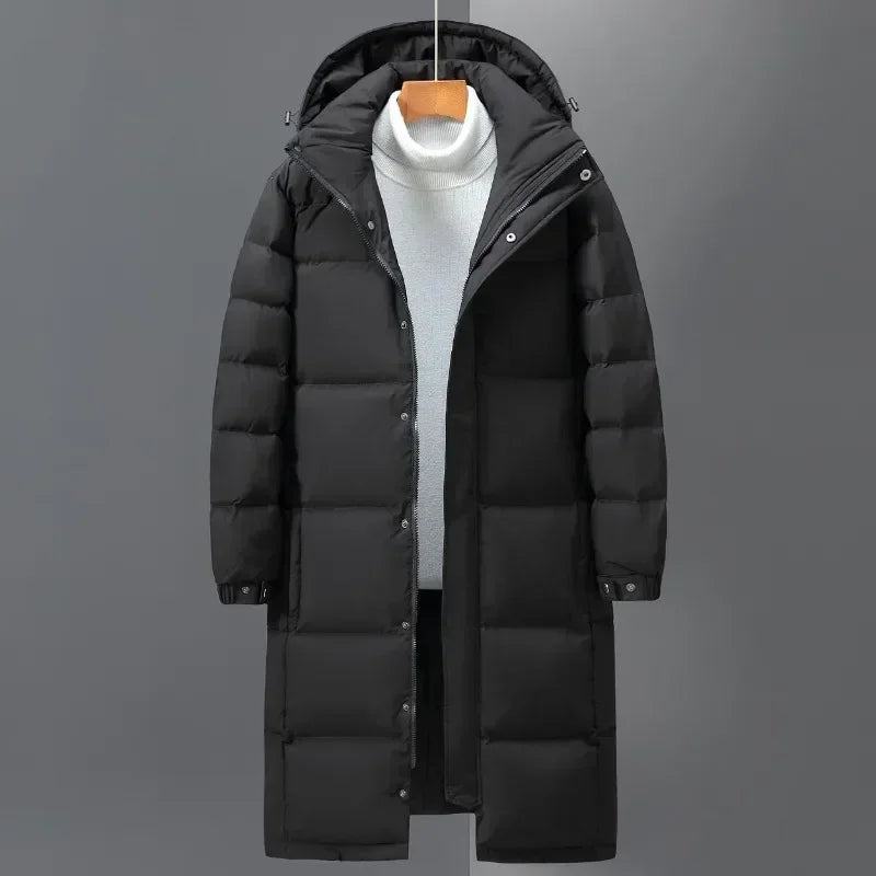 New Winter Men Long Puffer Jackets Hooded Casual Duck Down Coats Quality Male Outdoor Windproof Warm Winter Parkas Mens Clothing - Matrix Studios