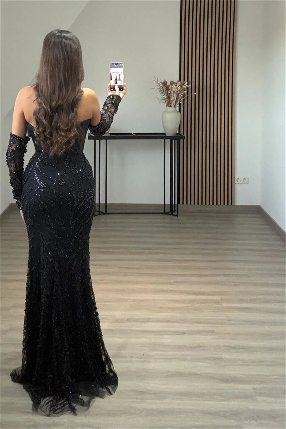 Contessa Custom Black Shiny Sequin Beaded robe de soirée femme Strapless Backless Corset Prom Dress Mermaid Formal event dress - Matrix-studios.com