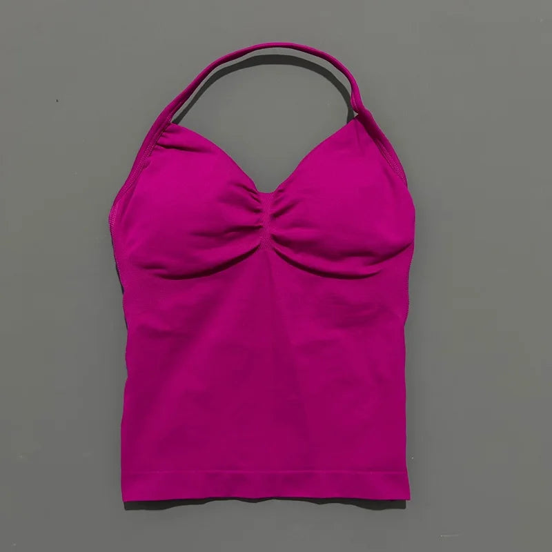 Women Solid Color Yoga Sports Tank Top Sleeveless Quick Dry Breathable Elastic Slim Fit Gym Workout Running Fitness Soft Skin - Matrix-studios.com