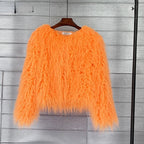 Colorful Warm Faux Women Fur Coat Loose Black White Pink Plush Coat Female Jacket Fur Autumn Winter Shaggy Outerwear - Matrix Studios
