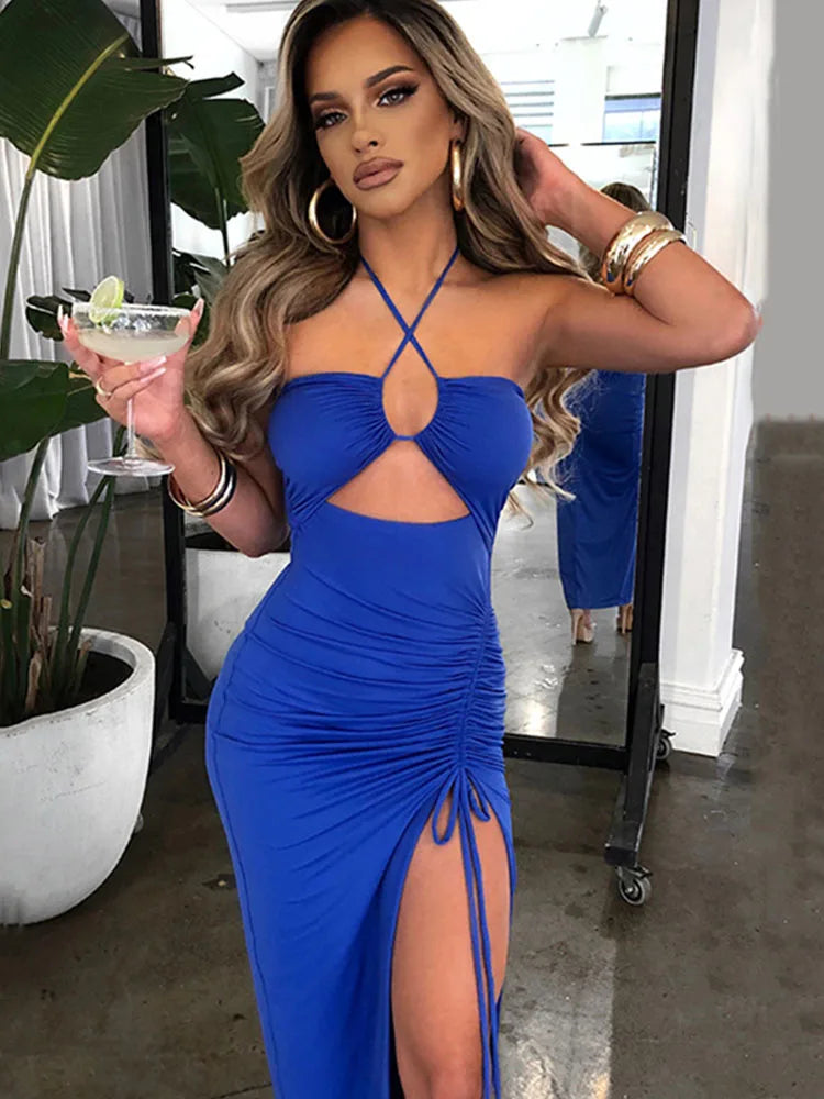 Sleeveless Sexy Female Midi Backless Dresses Slim Night Club Party Women's Dress Bodycon Vestidos Elegantes Para Mujer - Matrix-studios.com