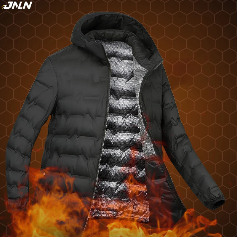 JNLN Men's Winter Down Jacket Duck Down Lightweight Padded Jackets Hiking Camping Climbing Trekking Graphene Lining Warm Coat - Matrix Studios