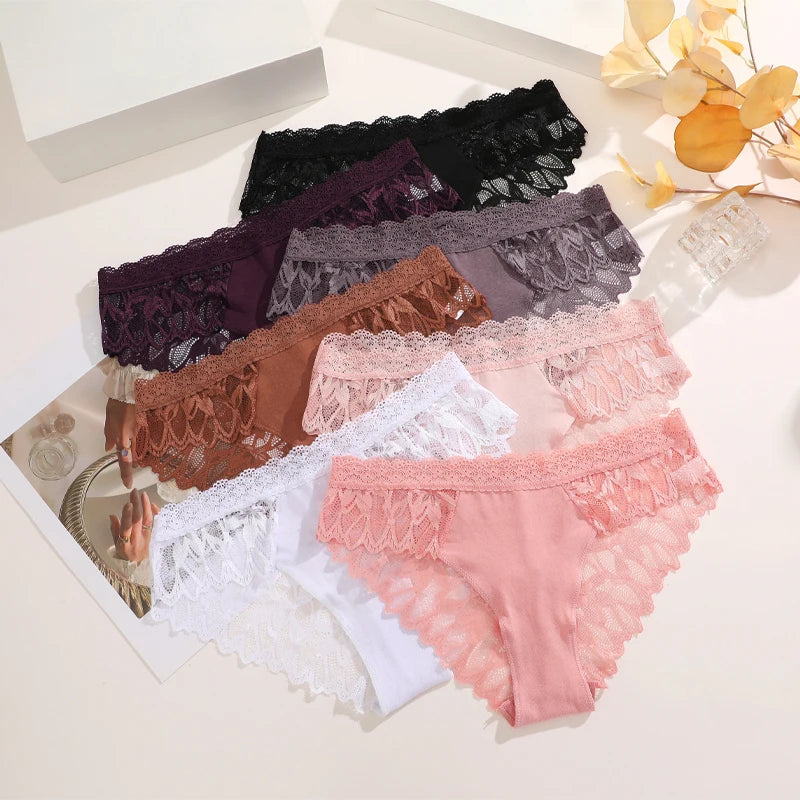 FINETOO 3Pcs Lace Hollow Out Underwear for Women Sexy Low-Waist Floral Briefs Female Invisible Breathable Lingerie Soft Intimate - Matrix Studios