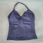 HBC Sexy V Neck Gym Tank Top Longline Strappy Vest Women Seamless Sports Running Tank Top Slim Fit Yoga Padded Workout - Matrix-studios.com