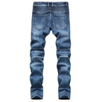 Men's New Casual Motorcycle Jeans Hip Hop Street Riding Stretch Slim Fit Straight Pants Patchwork Fashion Denim Trousers Male - Matrix Studios