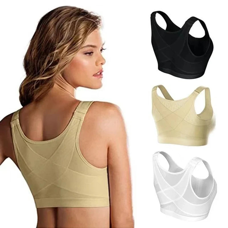Vest Bras S-5XL Front Closure Posture Corrector Lift Up Bra Women Push Up Cross Back Underwear Shockproof Sports Support Fitness - Matrix Studios