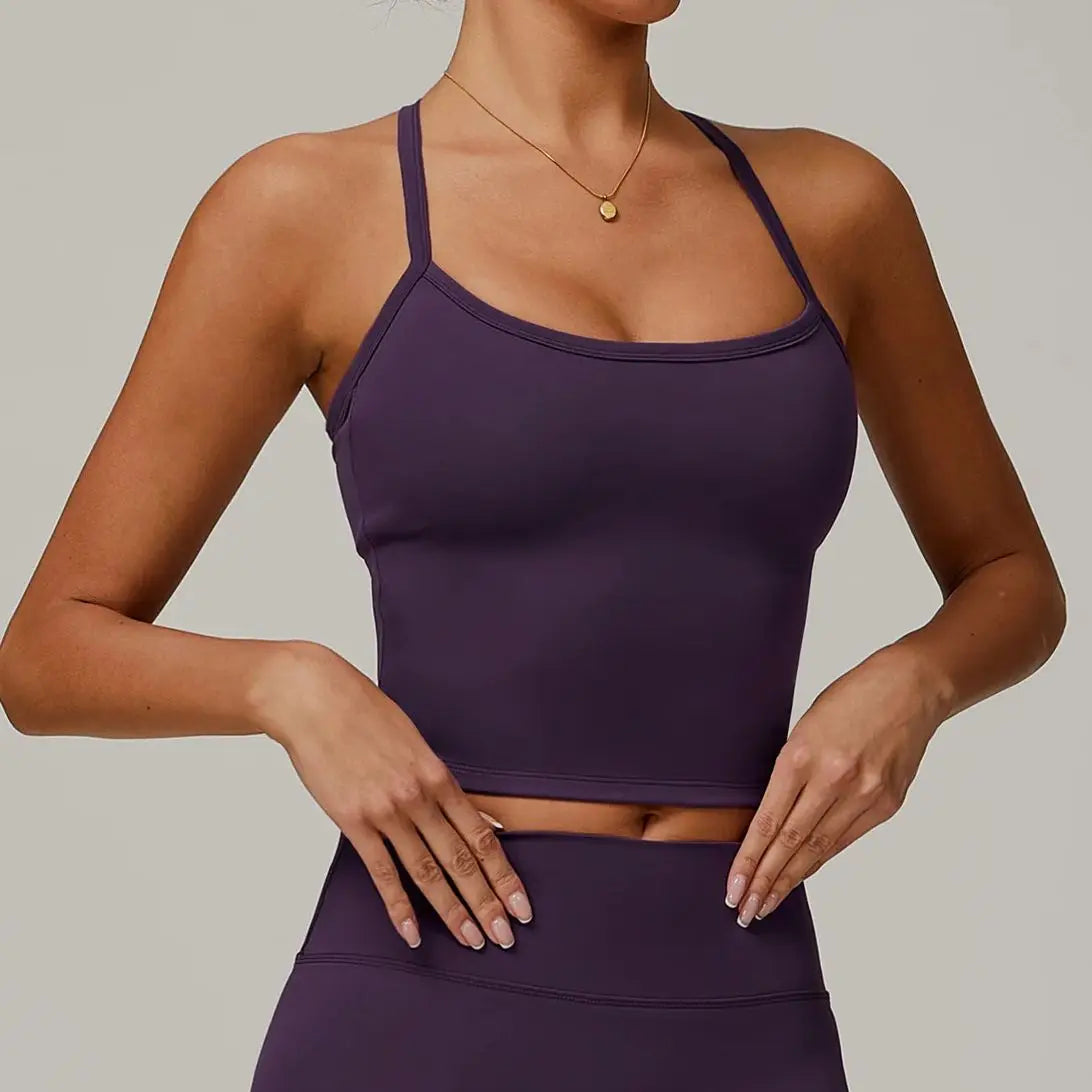 Women's Cross Back Push-Up Yoga Sports Bra Comfortable Gym Tank Top Workout Fitness Vest 'Naked Feeling' Gym Bra Fitness Wear - Matrix Studios