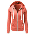 Autumn/Winter New Women'sPersonalized Fashion Sports Hoodie Long Sleeve Drawstring Pocket Zipper Coat Woolen Sweater Top CYXX386 - Matrix Studios
