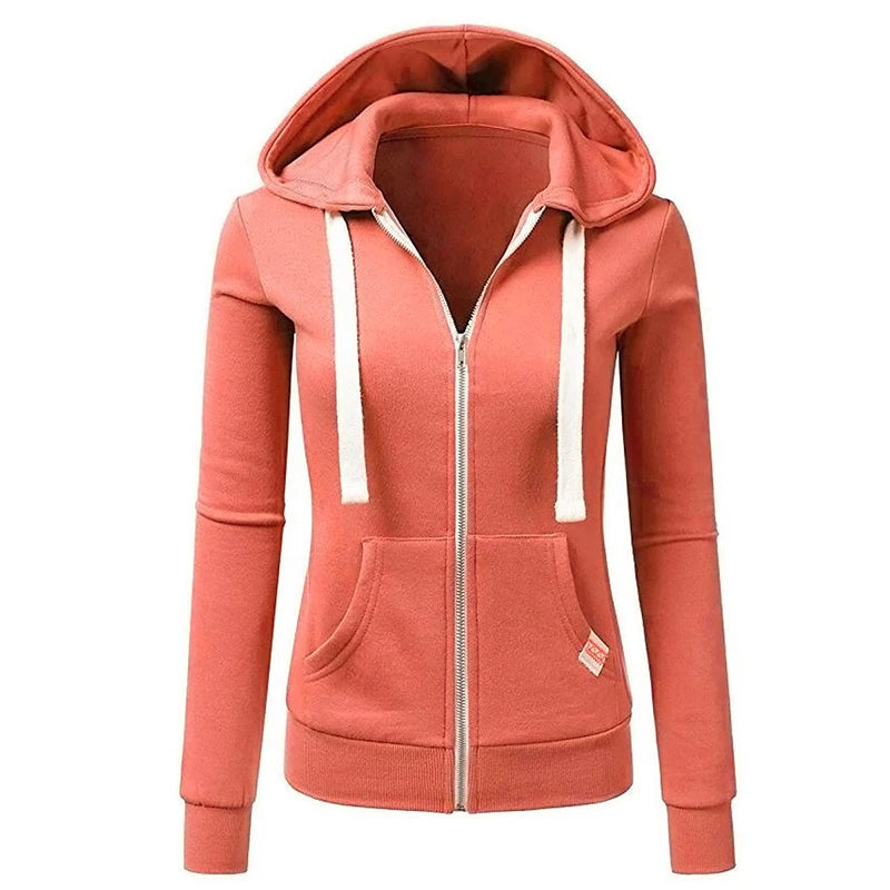 Autumn/Winter New Women'sPersonalized Fashion Sports Hoodie Long Sleeve Drawstring Pocket Zipper Coat Woolen Sweater Top CYXX386 - Matrix Studios