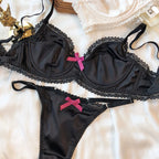 French Ice Silk Comfort Underwear Women Sexy Lace Ultra Thin Push Up Bra Set High Quality Brassiere Summer Breathable Lingerie - Matrix-studios.com