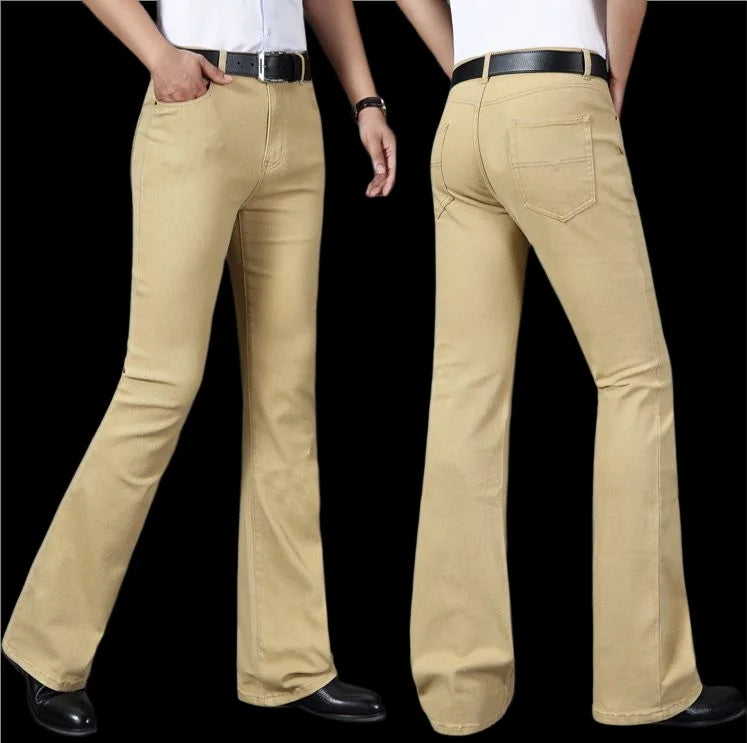 Men's Flare Jeans Mid-Rise Elastic Flare Jeans Fashion Men Flare Jeans Men's Denim Pants Multiple Color Size 26-40 - Matrix Studios