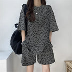Women T-Shirt Shorts Suit Set Casual Tie Dye Loose Tshirt and Wide Leg Middle Shorts with Pockets Female Soft Summer Shorts Sets - Matrix-studios.com