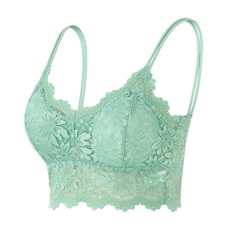 New Women Lace Bras Top Comfortable Bralette Solid Color Sexy Underwear Vest Female Hollow Out Wireless Lingerie Seamless Bra - Matrix Studios