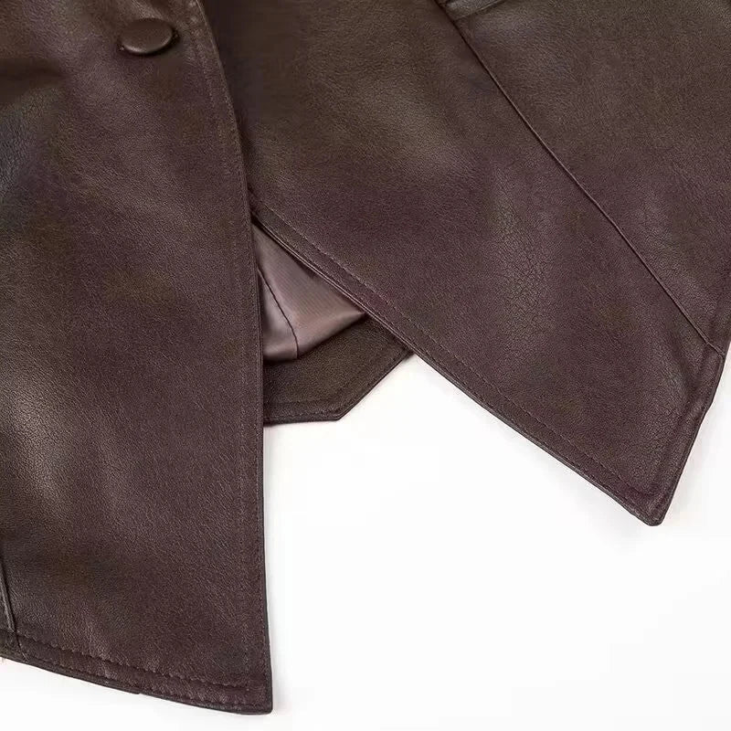 Leather Jackets Women's With Belt Fur Coat Streetwear Fashion Solid Outwear Woman Elegant Jackets Chaqueta De Cuero Para Mujer - Matrix Studios