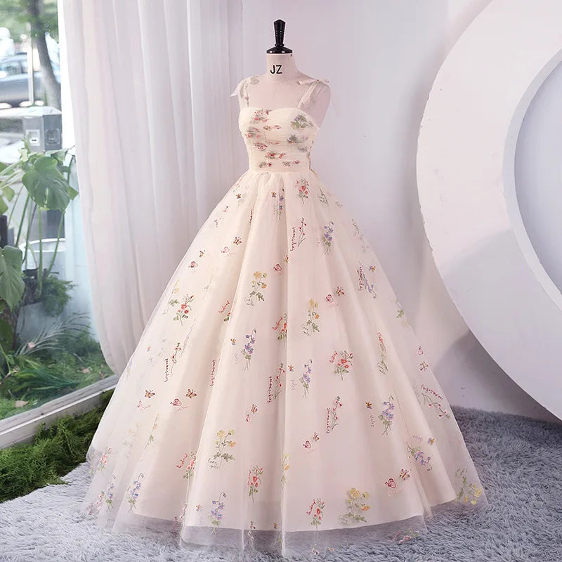 Luxury Floral Embroidery Long Prom Evening Wedding Shooting Dresses Women 2025 Summer Party Formal Occasions Reception Dress - Matrix-studios.com