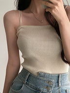 2025 Casual Women Halter Crop Tops Summer Sleeveless Camis Backless Strap Tank Top Slim Solid Short Female Tube Cropped Vest - Matrix-studios.com
