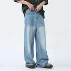 IEFB Vintage Camouflage Men's Jeans Fashion Washed Casual Wide Leg Denim Pants Autumn Winter Loose Male Trousers Old Blue 9C354 - Matrix Studios