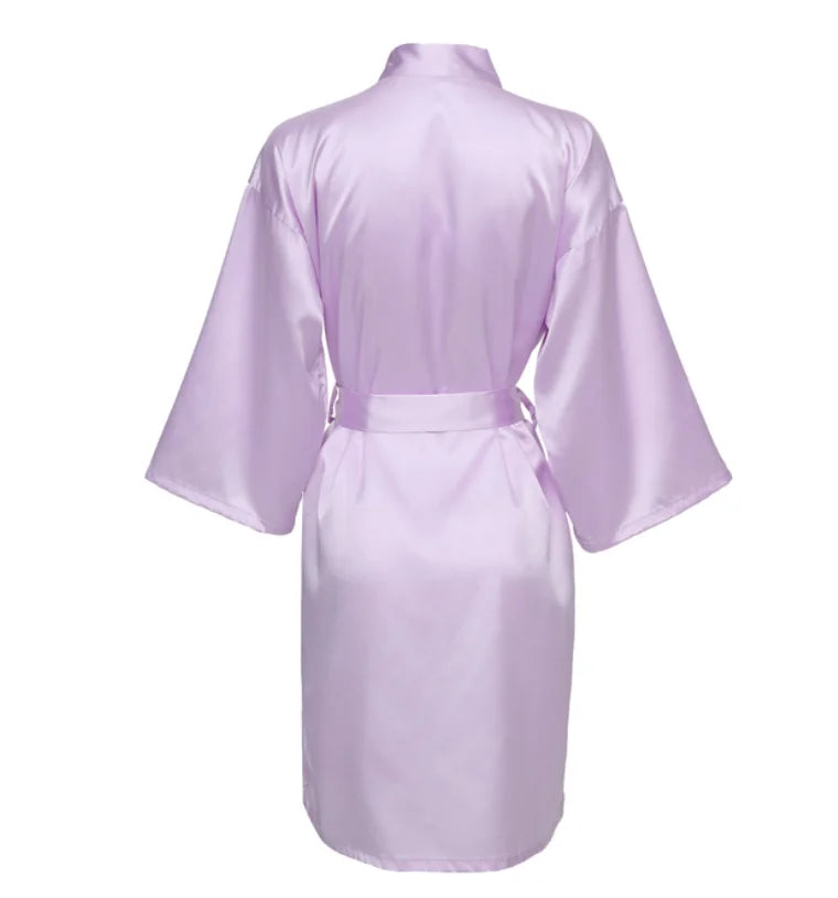 Wedding Party Team Bride Robe With Black Letters Kimono Satin Pajamas Bridesmaid Bathrobe SP2000 - Matrix-studios.com