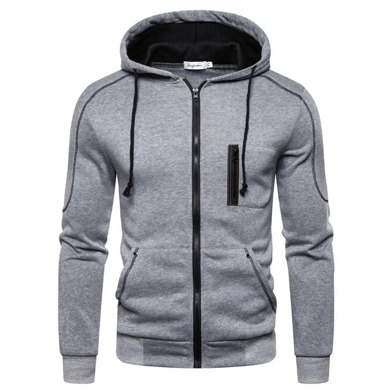 Men's Long Sleeve Zip Up Hoodie Casual Athletic Sweatshirt Hooded Jacket with Pockets Spring Fall Warm Fleece Lined Coat Outwear - Matrix Studios