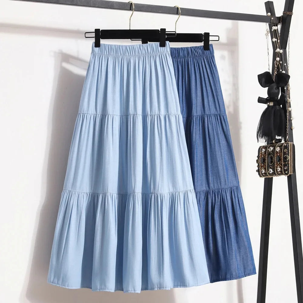 Women's summer fashion temperament tide with high waist skirt loose and thin a line version skirt pleated skirt - Matrix-studios.com