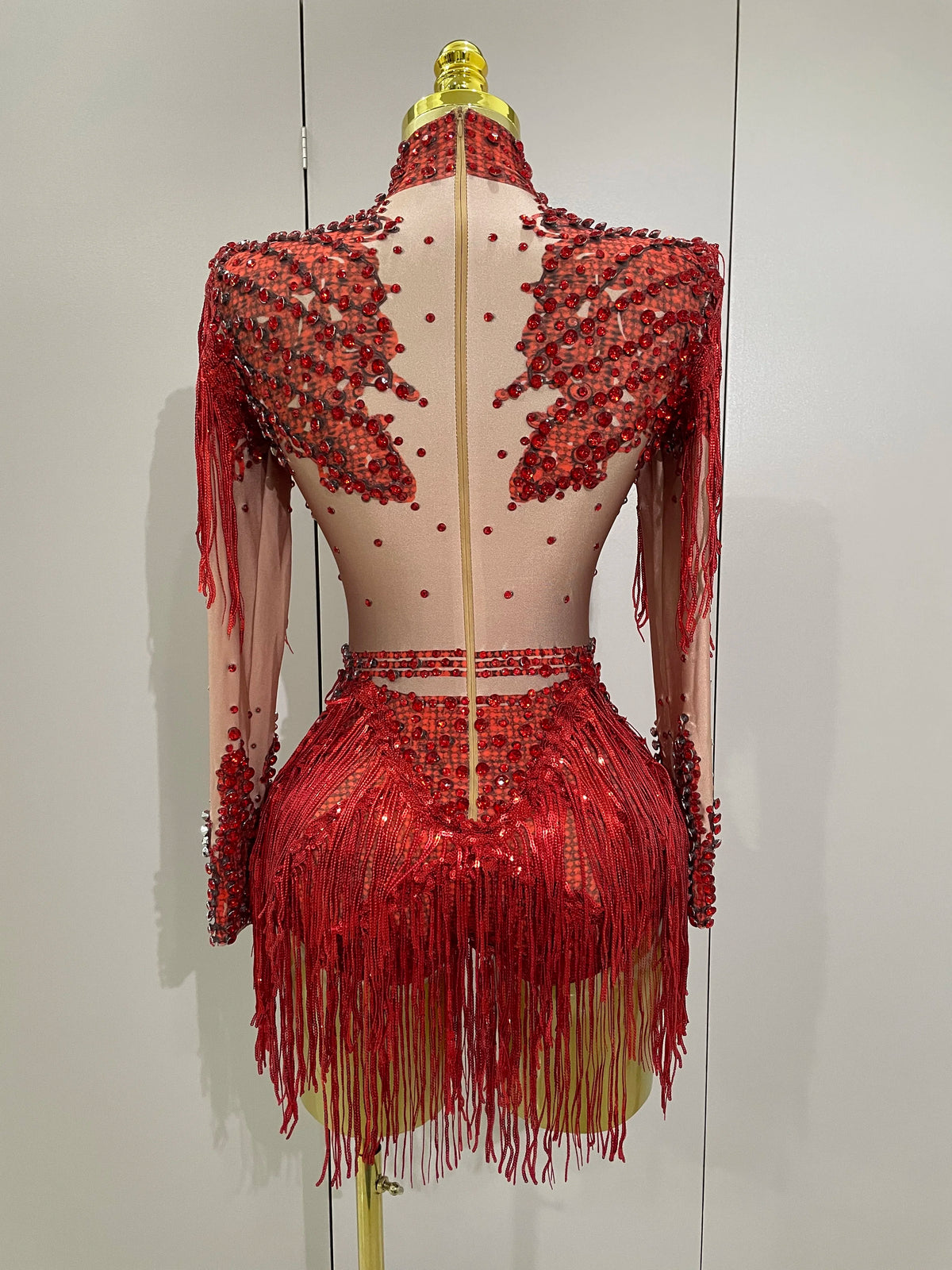 Women Sparkly Rhinestone Sequin Tassel Stretch Bodysuits 2025 New Arrival Birthday Party Nightclub Dj Stage Performance Costume - Matrix Studios