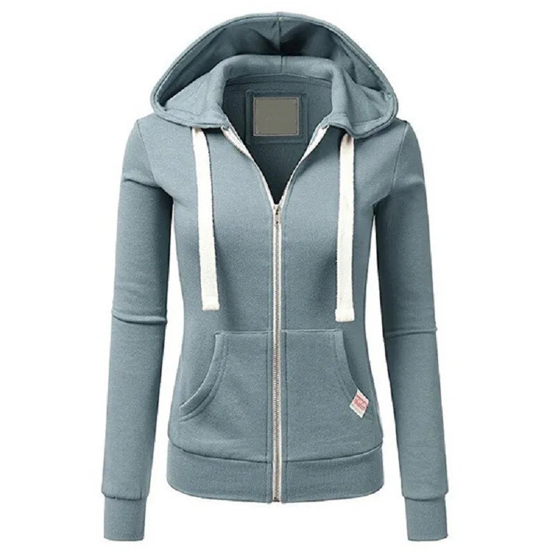 2024 Autumn/Winter New Women's Personalized Fashion Sports Hoodie Long Sleeve Drawstring Pocket Zipper Coat Woolen Sweater Top - Matrix Studios